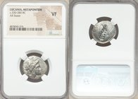 LUCANIA. Metapontum. Ca. 330-280 BC. AR stater or didrachm (21mm, 7h). NGC VF. Head of Demeter right, wreathed with barley ears; EY under chin / META,...