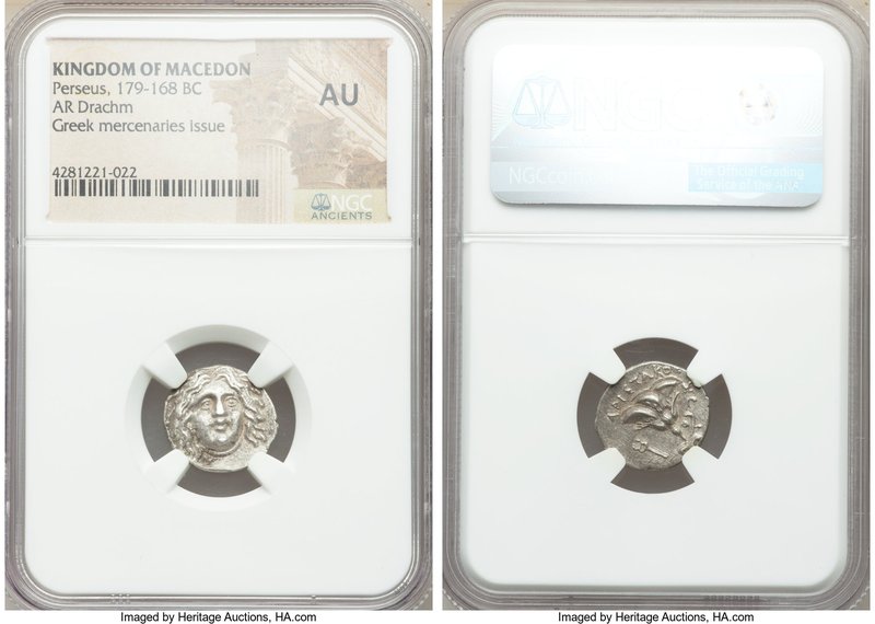 MACEDONIAN KINGDOM. Perseus (179-168 BC). AR drachm (16mm, 10h). NGC AU. Pseudo-...