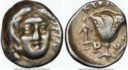 CARIAN ISLANDS. Rhodes. Ca. 230-205 BC. AR hemidrachm (11mm, 12h). NGC VF. Eucrates, magistrate. Facing head of Helios, turned slightly right / ΕΥΚΡΑΤ...