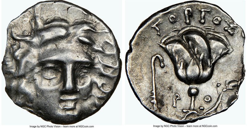 CARIAN ISLANDS. Rhodes. Ca. 205-190 BC. AR hemidrachm (12mm, 12h). NGC XF. Gorgo...