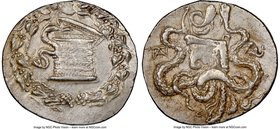 PHRYGIA. Apameia. Ca. 166-133 BC. AR cistophorus (27mm, 12.76 gm, 12h). NGC AU 4/5 - 3/5, brushed. Ca. 150-140 BC. Cista mystica with serpent; all wit...