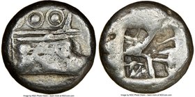 LYCIA. Phaselis. Ca. 500-440 BC. AR stater (19mm) NGC VF. Prow of galley right, in the form of a boar's head and foreleg, three shields above / Rough ...
