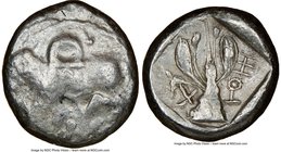 CYPRUS. Uncertain mint. Ca. early 5th century BC. AR stater (20mm, 12h). NGC Choice Fine. Ram walking left; ankh superimposed above, RA (Cypriot) belo...