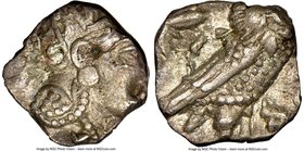 PHILISTIA. Gaza. Ca. 5th-4th centuries BC. AR obol (8mm, 3h). NGC Choice VF. Imitating Athens. Head of Athena right, wearing crested Attic helmet orna...