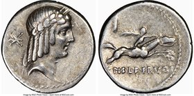 C. Calpurnius Piso L.f. Frugi (67 or 61 BC). AR denarius (17mm, 3.88 gm, 5h). NGC Choice VF 5/5 - 4/5. Laureate head of Apollo right; star behind / C•...