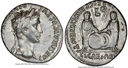 Augustus (27 BC-AD 14). AR denarius (18mm, 3.81 gm, 7h). NGC AU 4/5 - 4/5. Lugdunum, 2 BC-AD 4. CAESAR AVGVSTVS-DIVI F PATER PATRIAE, laureate head of...