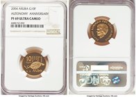 Dutch State. Beatrix gold Proof 10 Florin 2004-(u) PR69 Ultra Cameo NGC, Utrecht mint, KM26. Mintage: 1,000. Issued for the 20th anniversary of Autono...