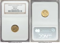 Republic gold Peso 1834 BOGOTA-RS MS62 NGC, Bogota mint, KM84.

HID09801242017