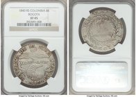 Nueva Granada 8 Reales 1840 BOGOTA-RS XF45 NGC, Bogota mint, KM98. Golden-gray toning with usual weakly struck centers. 

HID09801242017