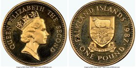 British Colony. Elizabeth II gold Proof Pound 1987 PR68 Ultra Cameo NGC, KM24b. Mintage: Est 200. AGW 0.5793 oz. 

HID09801242017