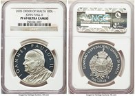 Republic Proof "John Paul II" 100 Liras 2005 PR69 Ultra Cameo NGC, cf. KMX-312 (Shows 25.9mm however this coins is 39.0mm). Beautiful deep water mirro...