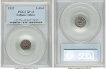 4-Piece Lot of Certified Assorted South American Fractionals PCGS, 1) Bolivia: Republic 1/4 Sol 1852-POTOSI - XF45, Potosi mint, KM111 2) Colombia: Es...