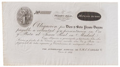 Carlos V Pretendiente
16 Pesos duros. Enero 1835. Tesoro Real. Sello en seco. ED.19. EBC.