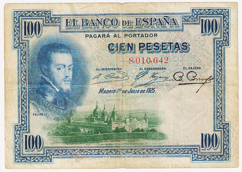 Guerra Civil-Zona Republicana, Banco de España
100 Pesetas. 1 julio 1925. Sin s...
