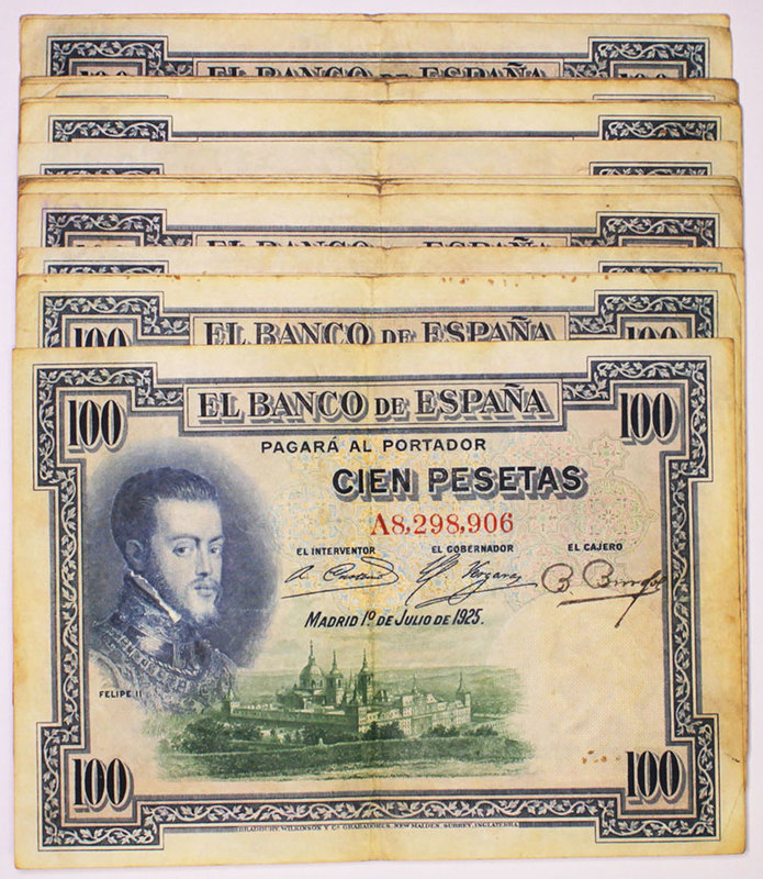 Banco de España
100 Pesetas. 1 julio 1925. Serie Series. Lote de 25 billetes. S...