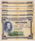 Banco de España
100 Pesetas. 1 julio 1925. Serie Series. Lote de 25 billetes. Serie A (5), Serie B (6) y Serie C (14). ED.323a. Imprescindible examin...