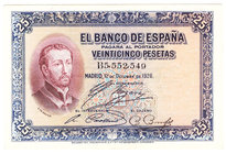 Banco de España
25 Pesetas. 12 octubre 1926. Serie B. ED.325a. Muy buen ejemplar. Muy escaso así. EBC-/MBC+.