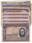 Guerra Civil-Zona Republicana, Banco de España
Lote de 15 billetes. 25 Pesetas 1928 (3) y 1931, 50 Pesetas 1927 (tampón), 1928 (5) y 1935, 100 Peseta...