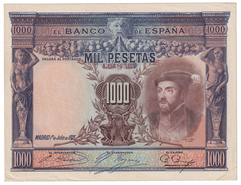 Guerra Civil-Zona Republicana, Banco de España
1000 Pesetas. 1 julio 1925. Sin ...