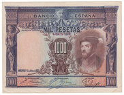 Guerra Civil-Zona Republicana, Banco de España
1000 Pesetas. 1 julio 1925. Sin serie. Numeración posterior al 3.646.000. ED.351. MBC-.