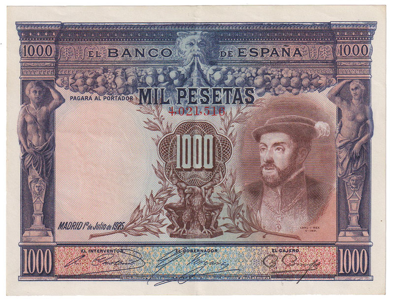 Guerra Civil-Zona Republicana, Banco de España
1000 Pesetas. 1 julio 1925. Sin ...