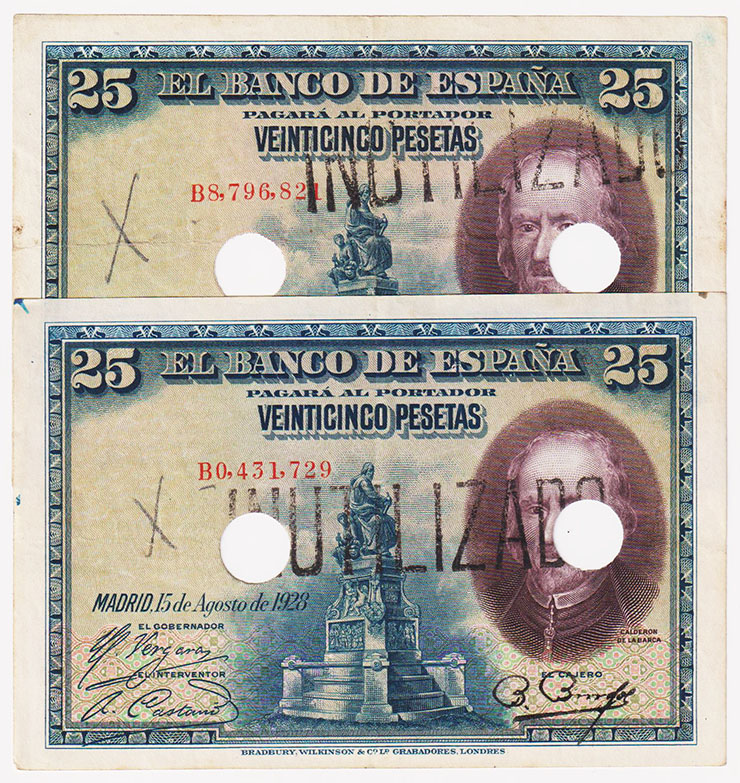 Guerra Civil-Zona Republicana, Banco de España
25 Pesetas. 15 agosto 1928. Seri...