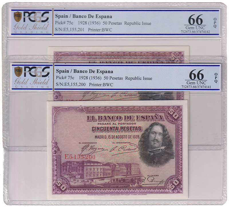 Guerra Civil-Zona Republicana, Banco de España
50 Pesetas. 15 agosto 1928. Seri...