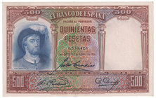 Guerra Civil-Zona Republicana, Banco de España
500 Pesetas. 25 abril 1931. Sin serie. ED.361. Planchado. (EBC).