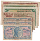 Guerra Civil-Zona Republicana, Banco de España
Lote de 8 billetes. 50 Céntimos 1937 (3), 1 Peseta 1937, 5 Pesetas 1935 (3) y 10 Pesetas 1935. ED.363a...