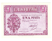 Estado Español, Banco de España
1 Peseta. Burgos, 12 octubre 1937. Serie A. ED.425. EBC.