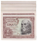 Estado Español, Banco de España
1 Peseta. 22 julio 1953. Serie E. Lote de 31 billetes (muchos de ellos correlativos). ED.465a. En su mayoría SC.