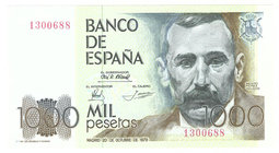 Juan Carlos I, Banco de España
1000 Pesetas. 23 octubre 1979. Sin serie. ED.477. SC.