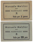 Billetes locales
Madrigalejo. Panadería Manuela Melchor. Vale por uno y tres panes. MBC+.