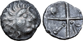 Central Europe, the Vindelici AR Quinarius. Kreuzquinare, Schönaich I Type.