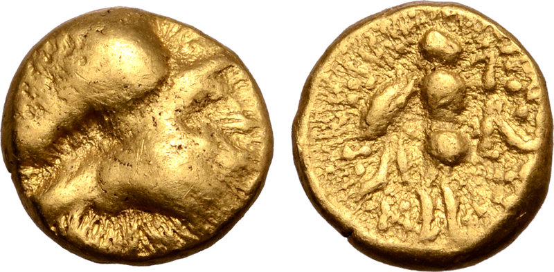 Central Europe, the Boii AV 1/8 Stater. Athene-Alkis Type. Circa 2nd century BC....