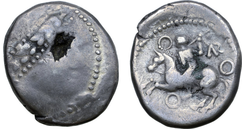 Central Europe, West Noricum AR Tetradrachm. Eccaio Type. Circa 1st century BC. ...
