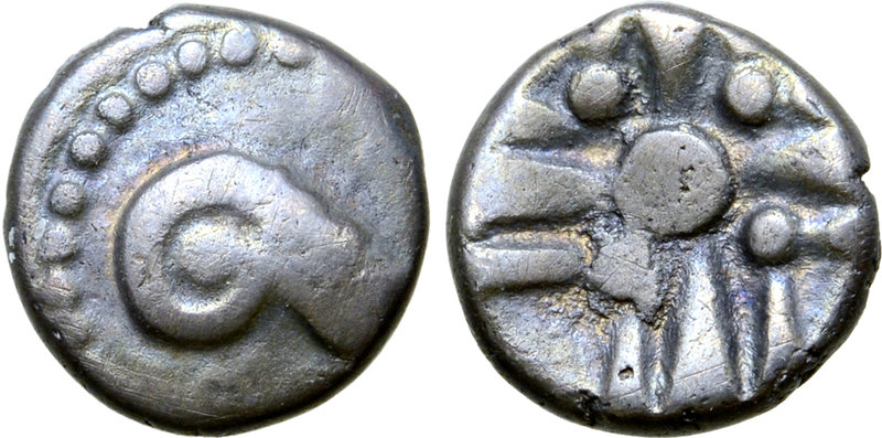 Central Europe, Noricum AR Obol. Svicca or Eccaio Type. Circa 1st century BC. Ra...
