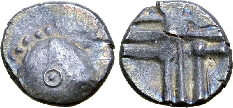 Central Europe, Noricum AR Obol. Head of Roma Type (?). Circa 1st century BC. Ra...