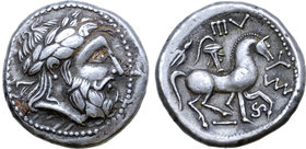 Celts in Eastern Europe AR Tetradrachm. Trident and Triskeles Type.
