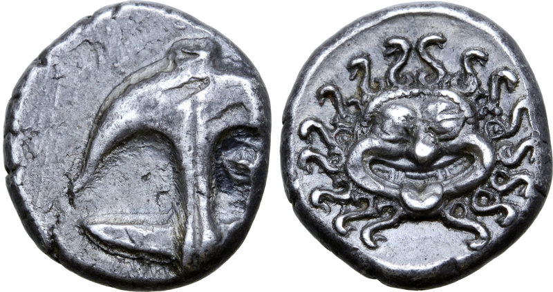 Thrace, Apollonia Pontika AR Drachm. Circa 450-410 BC. Thraco-Macedonian standar...