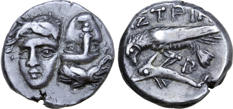 Moesia, Istros AR Drachm. Circa 390-350 BC. Aeginetic standard. Two young male h...