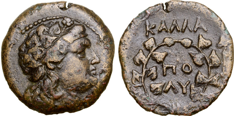 Moesia, Kallatis Æ22. 3rd - 2nd centuries BC. Laureate head of Apollo right / Iv...