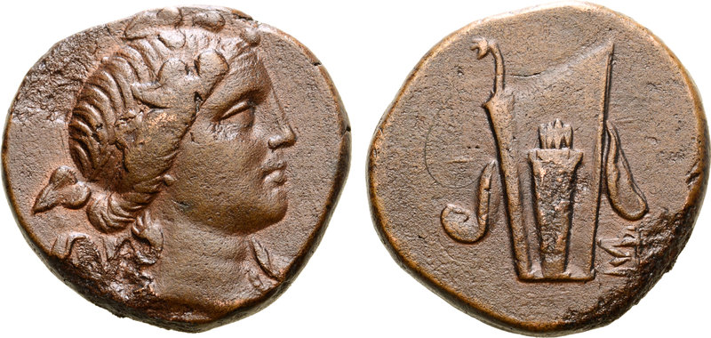 Cimmerian Bosporos, Pantikapaion Æ27. Time of Mithradates VI, circa 79-65 BC. Iv...