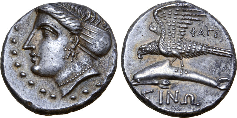 Paphlagonia, Sinope AR Drachm. Circa 330-300 BC. Phageta-, magistrate. Head of n...