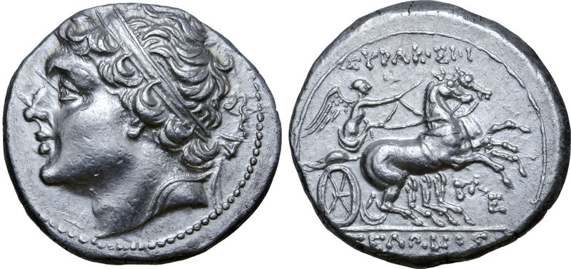 Sicily, Syracuse AR 8 Litrai. Time of Gelon II, circa 216-215 BC. Diademed head ...
