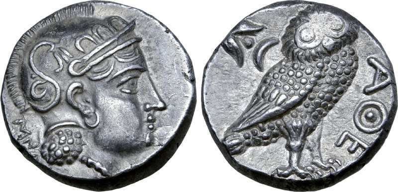 Baktria, 'Athenian Series' AR Didrachm. Uncertain mint in the Oxus region, circa...