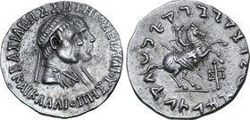 Indo-Greek Kingdom, Hermaios Soter, with Kalliope, AR Tetradrachm.