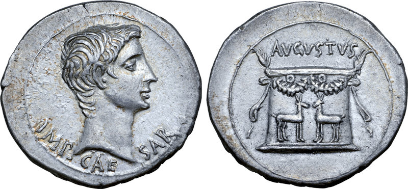 Augustus AR Cistophorus of Ephesus, Ionia. Circa 25-20 BC. IMP•CAESAR, bare head...