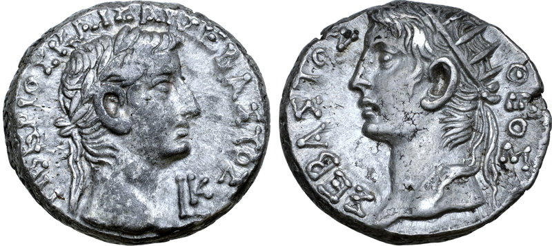 Tiberius, with Divus Augustus, AR Tetradrachm of Alexandria, Egypt. Dated RY 20 ...