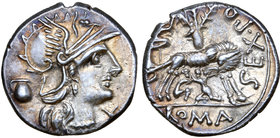 Sextus Pompeius Faustulus AR Denarius.